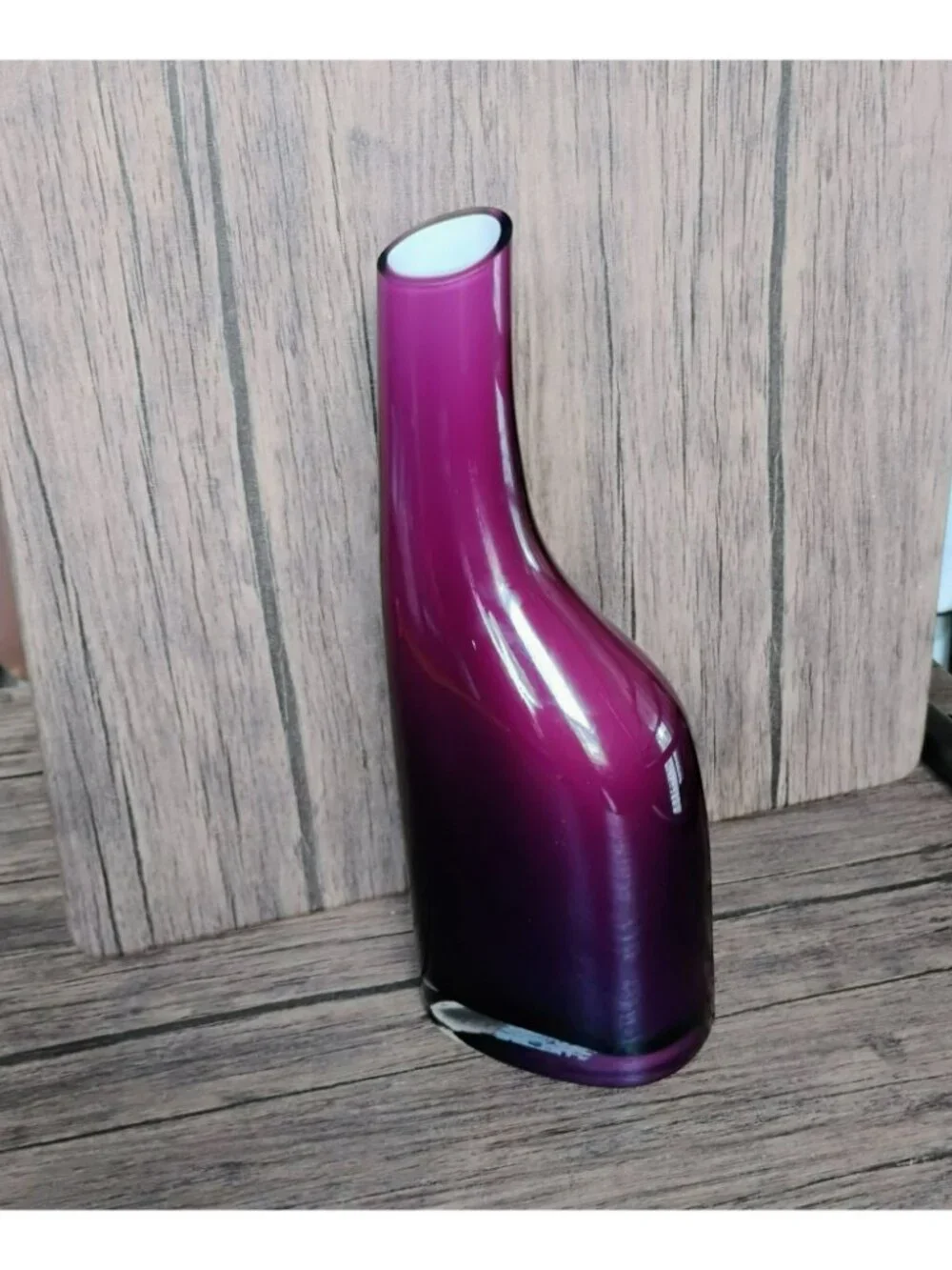 Vintage IKEA Okkso Vase, Hand-Blown Purple Cased Glass Scandinavian Design 11